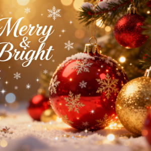 3D Merry & Bright Christmas PNG