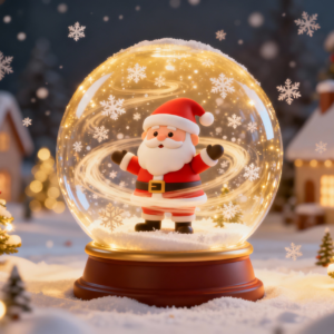 3D Santa Snow Globe PNG