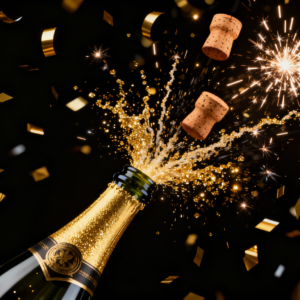 3D champagne pop PNG