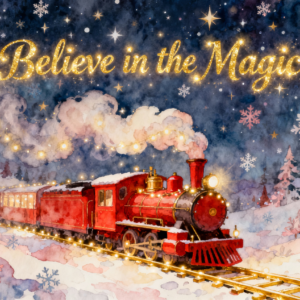 Believe in the Magic Christmas Train PNG