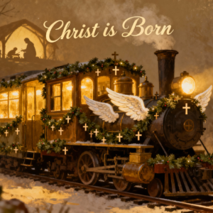 Christ Is Born Christian Christmas Train PNG