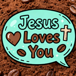 Christian Doodle Bubble Text Coffee PNG