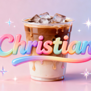 Christian Rainbow 3D Text Iced Coffee PNG