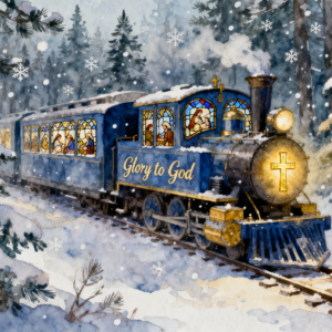 Glory to God Christian Christmas Train PNG