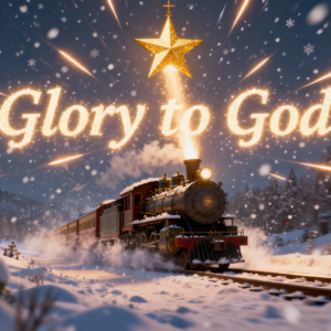 Glory to God 3D Christian Christmas Train PNG