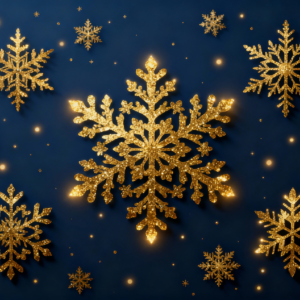 Gold Foil Snowflake Midnight Blue