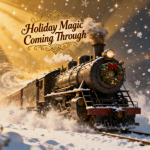 Holiday Magic Coming Through Christmas Train PNG