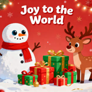 Cute Cartoon “Joy to the World” Christmas PNG