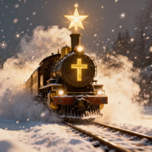 Powerful 3D Christian Christmas Train PNG