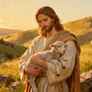 Realistic Jesus Holding Lamb PNG