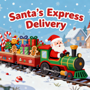 Santa’s Express Delivery Christmas Train PNG