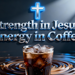 Strength in Jesus Energy in Coffee 3D Christian PNG